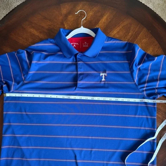 Antigua Texas Rangers Men’s MLB Short Sleeve Royal Blue Striped Polo Shirt XL - Picture 4 of 8